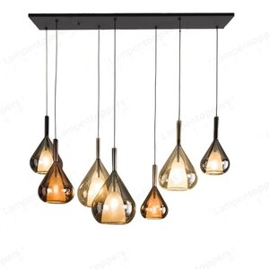 LT-Luce Hanglamp Wings Zwart Mix Glass 7 Lichts