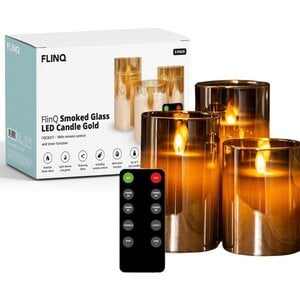 FlinQ LED Kaarsen Goud Glas met Bewegende Vlam Incl. Remote