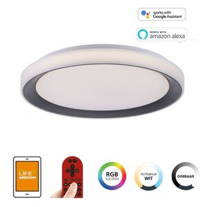 Plafondlamp Lola Zwart RGB-W Led Smart Home Ø 51cm