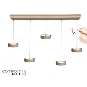 Freelight Hanglamp Alieno Crème incl. Comfortlift 5 Lichts L 120cm