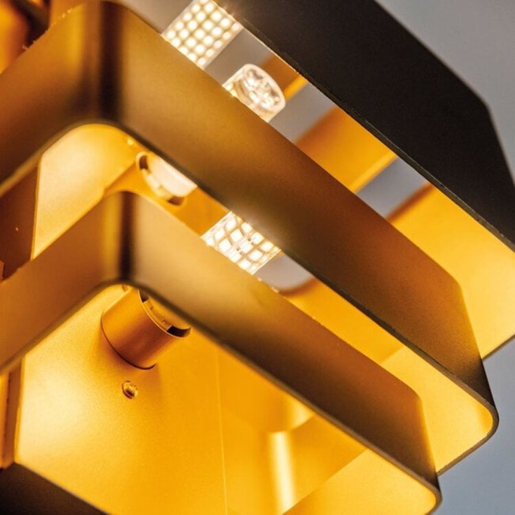 Artdelight Wandlamp Layers Zwart - Goud Up & Down 27.5 x 20cm excl. 3 x G9 Lichtbron