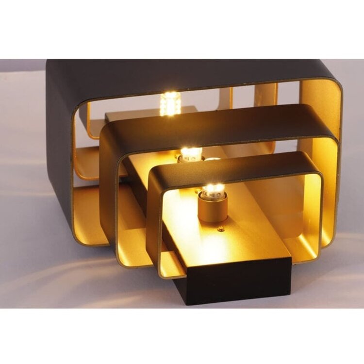 Artdelight Wandlamp Layers Zwart - Goud Up & Down 27.5 x 20cm excl. 3 x G9 Lichtbron