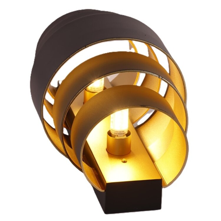 Artdelight Wandlamp Rolls Zwart - Goud 2 x G9 fitting Hoogte 22cm