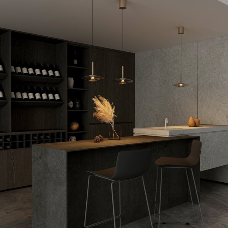 Artdelight Hanglamp Madison Champagne - Koffie Led Ø 22cm  Incl. Easy-lift