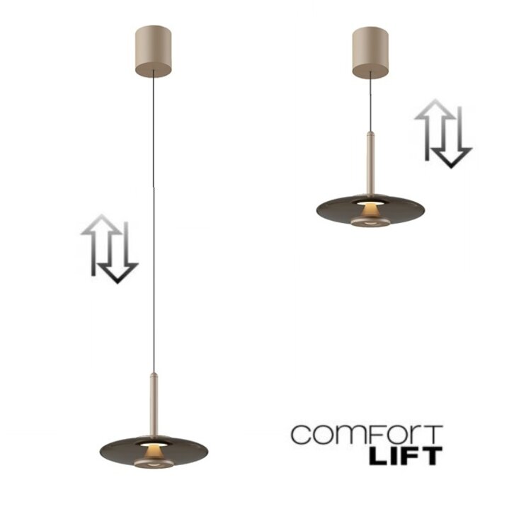 Artdelight Hanglamp Madison Champagne - Koffie Led Ø 22cm  Incl. Easy-lift