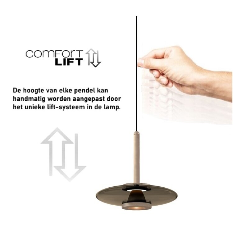 Artdelight Hanglamp Madison Champagne - Koffie Led Ø 22cm  Incl. Easy-lift