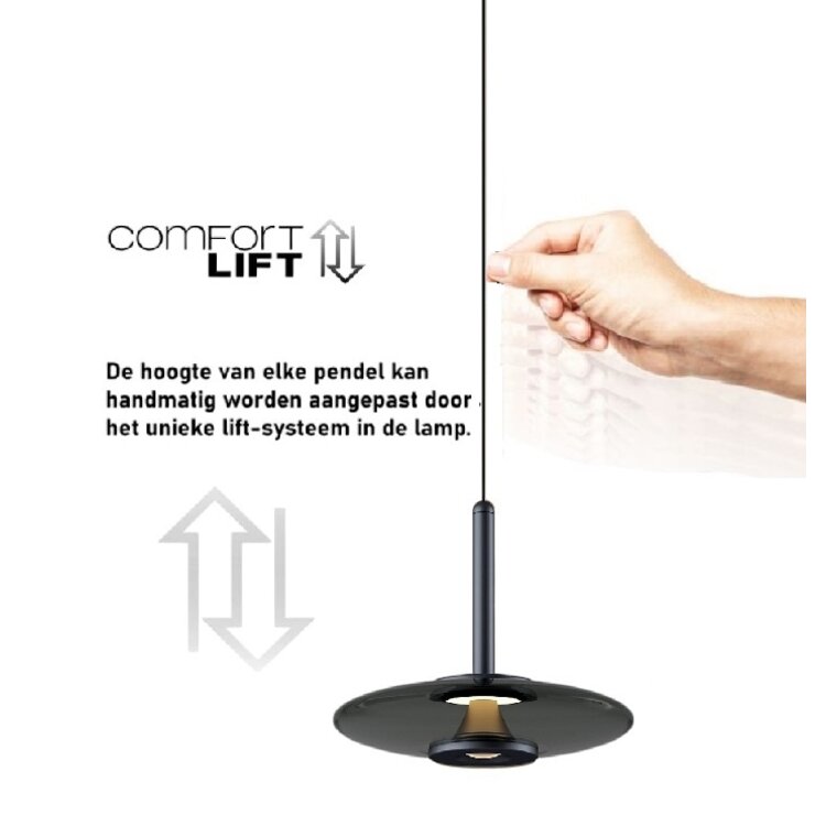 Artdelight Hanglamp Madison Zwart - Smoke Ø 22cm  Incl. Easy-lift