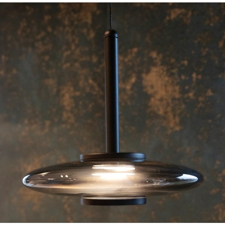 Artdelight Hanglamp Madison Zwart - Smoke Ø 22cm  Incl. Easy-lift