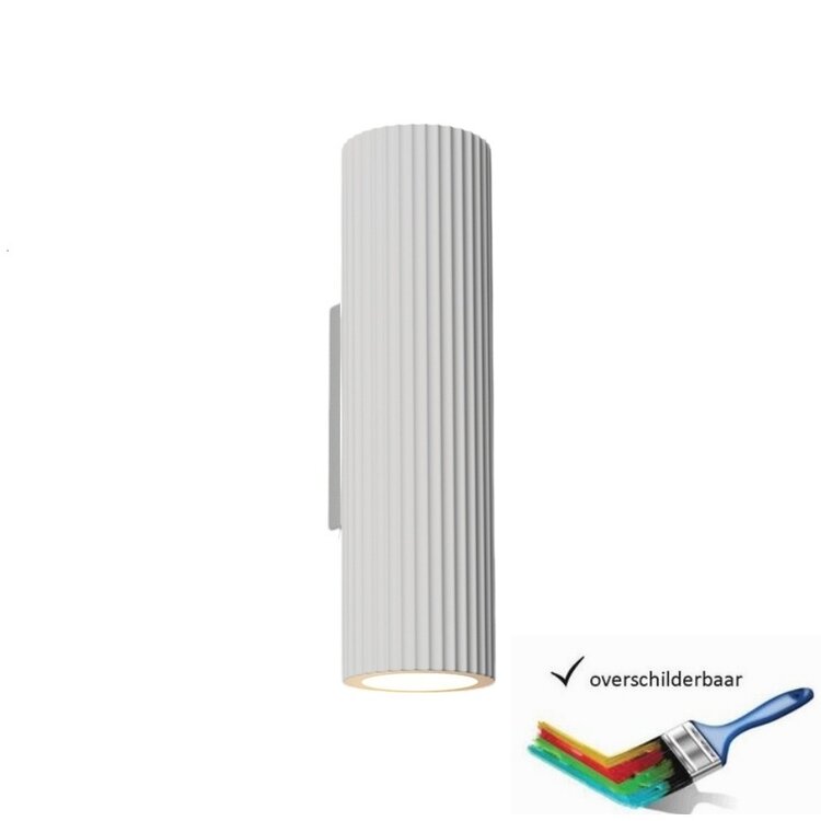 Artdelight Wandlamp Gips  Brest Wit  Geribbeld 2 Lichts GU10 Up & Down