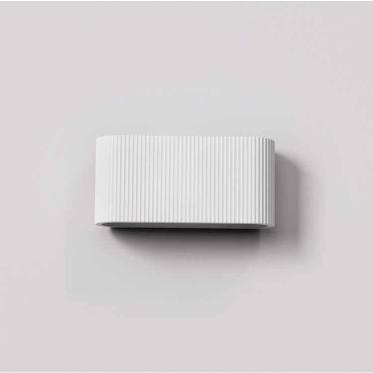 Artdelight Wandlamp Gips Lille Wit Geribbeld 2 Lichts