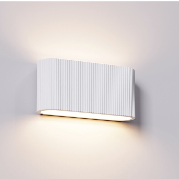 Artdelight Wandlamp Gips Lille Wit Geribbeld 2 Lichts