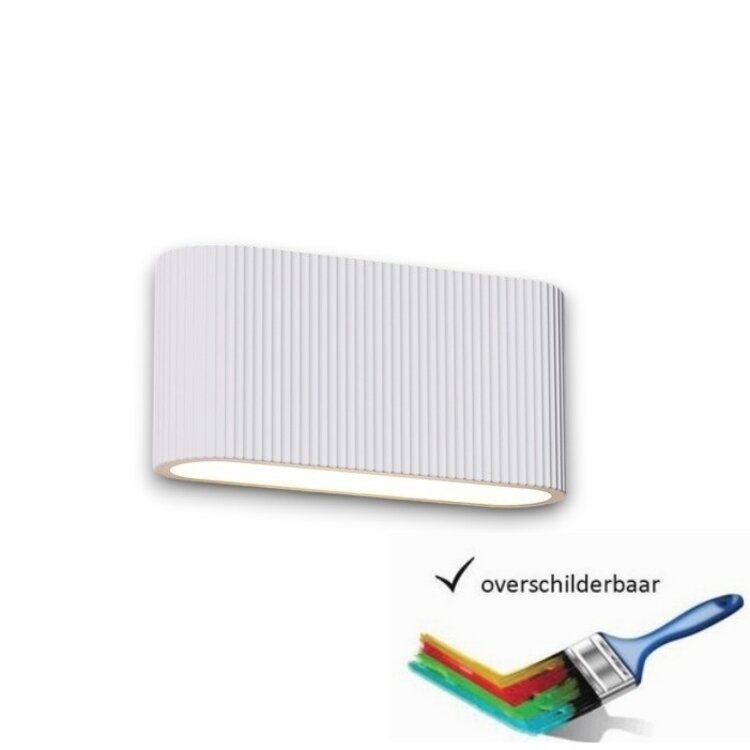 Artdelight Wandlamp Gips Lille Wit Geribbeld 2 Lichts