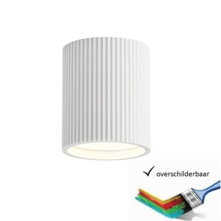 Artdelight Plafondlamp Gips Toulouse Wit Geribbeld Ø 11cm GU10