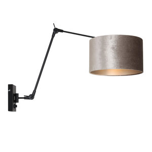 Wandlamp Prestige Chic Zwart-Kap Fluweel Zilver