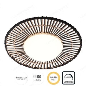 Plafondlamp Aura Zwart Bamboe Ø 50 cm 12Watt Led