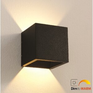 Artdelight Wandlamp LED Cube Zwart IP54  Dim To Warm
