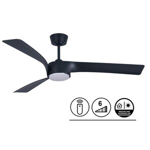Plafondventilator Line Zwart Ø 132cm Incl. Lamp & Afstandsbediening