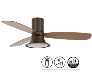 Plafondventilator Airfusion Flusso Bruin 18W Led Ø 132cm Incl. Afstandsbediening