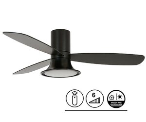 Plafondventilator Airfusion Flusso Zwart 18W Led Ø 132cm Incl. Afstandsbediening