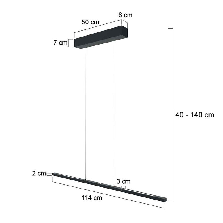Hanglamp Bande Zwart incl. Comfort Lift 2200 - 4000K L 114cm