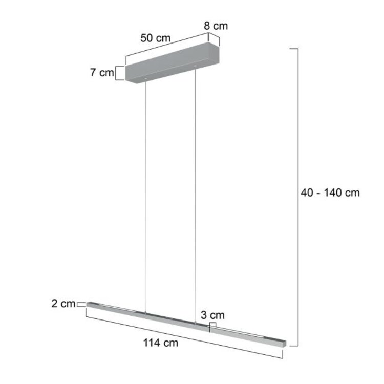 Hanglamp Bande Staal incl. Comfort Lift 2200 - 4000K L 114cm