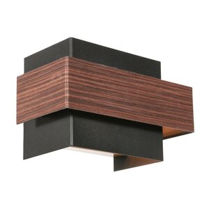 Wandlamp Muro Zwart Houtlook 2 x 3 Watt