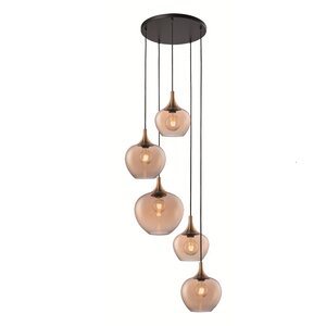Freelight Hanglamp Fresu Amber Glas 5 Lichts Ø 40cm