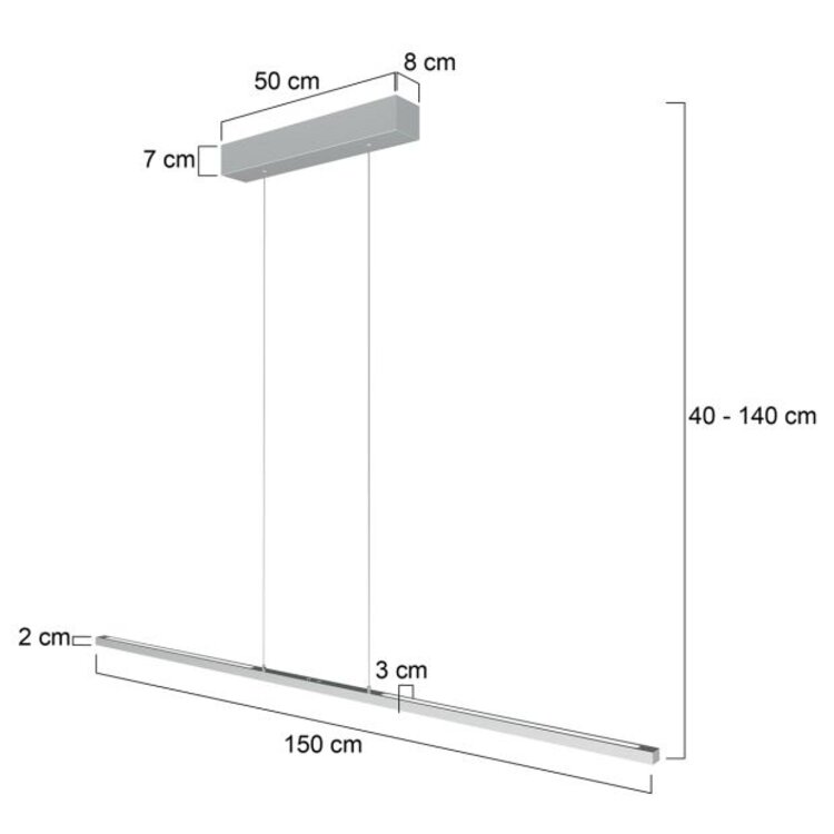 Hanglamp Bande Staal incl. Comfort Lift 2200 - 4000K L 150cm