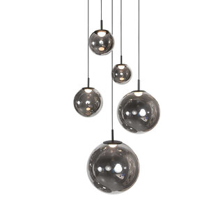 Steinhauer Hanglamp Bollique Zwart- Smoke Glas 5 Lichts