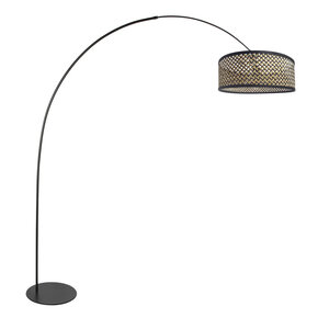 Booglamp Curve Zwart incl. Bamboe Kap
