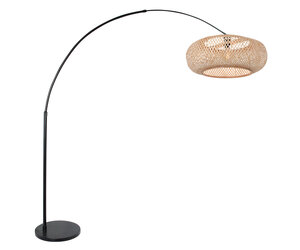 Booglamp Sparkled Light Zwart Kap Bamboe Bruin Ø 60cm
