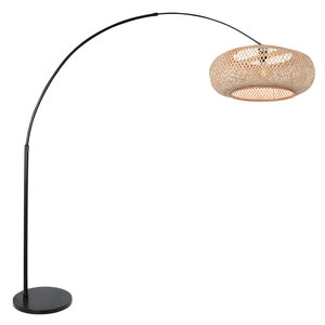 Booglamp Sparkled Light  Zwart incl. Bamboe Kap