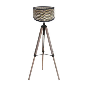 Vloerlamp Triek Driepoot incl. Bamboe Kap Bruin - Zwart