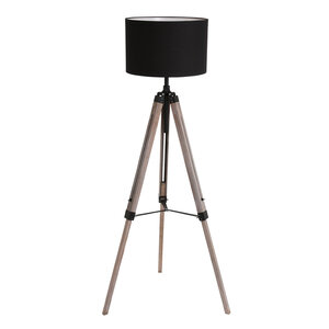 Vloerlamp Triek Driepoot incl. Linnen Kap Zwart