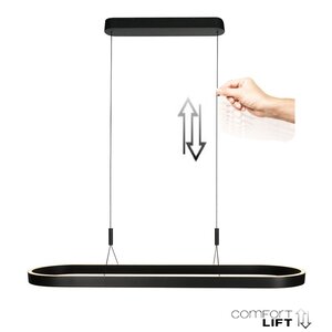 Hanglamp Mykty Ovaal Zwart Incl. Comfortlift L 120cm