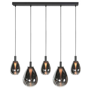 Hanglamp Glimsy Zwart - Smoke Glas Led 5 Lichts