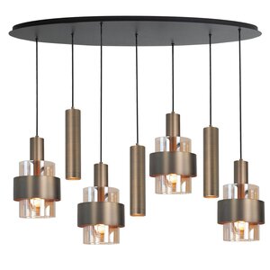 Hanglamp Marrone Brons/Amber Ovaal 7-lichts