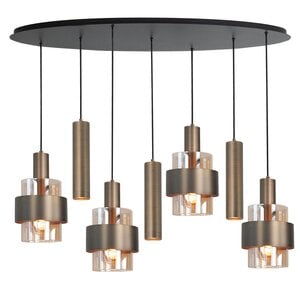 Highlight Hanglamp Marrone Brons/Amber Ovaal 7-lichts