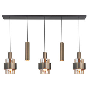 Hanglamp Marrone Brons/Amber 5-lichts