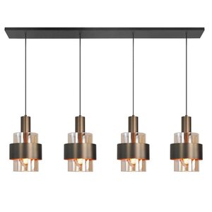 Hanglamp Marrone Brons/Amber 4-lichts