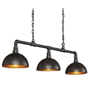 Hanglamp Industrial Tube 3 Lichts Zwart Bruin