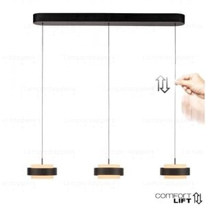 Hanglamp Puleggia Zwart incl. Comfortlift 3 Lichts L 90cm