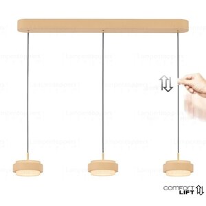 Hanglamp Puleggia Beige incl. Comfortlift 3 Lichts L 90cm