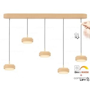 Hanglamp Puleggia Beige incl. Comfortlift 5 Lichts L 120cm