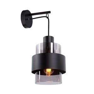 Wandlamp  Chiasso Zwart & Smoke Glas 1 Lichts