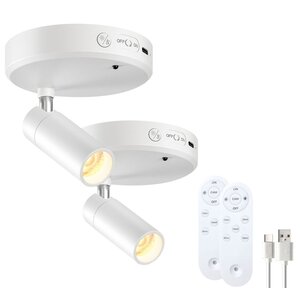 Oplaadbare Spot Wit incl. Afstandsbediening 2 Stuks