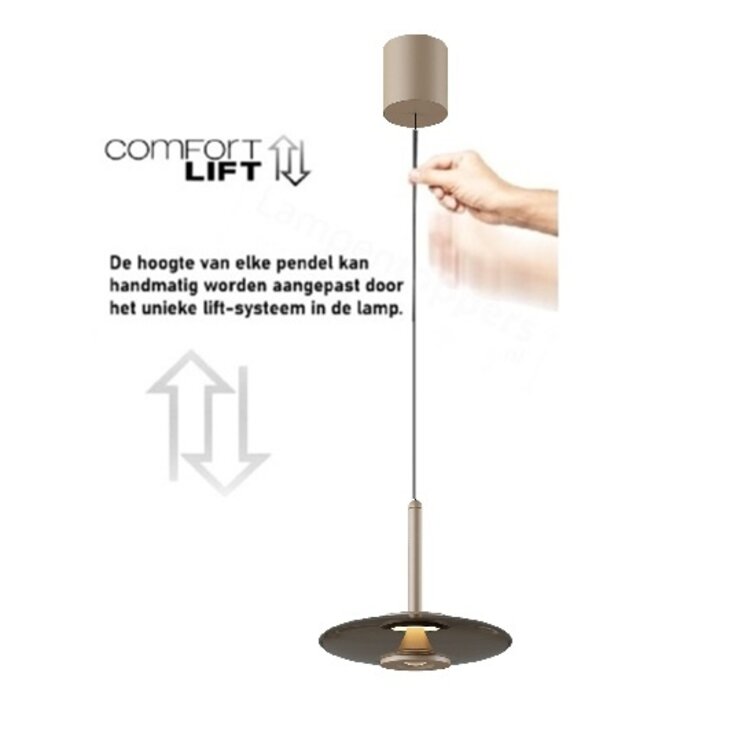 Artdelight Hanglamp Madison Champagne - Koffie Led Ø 22cm  Incl. Easy-lift