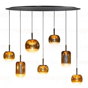 eth Hanglamp Yvonne Zwart - Amber Ovaal 7 Lichts Led