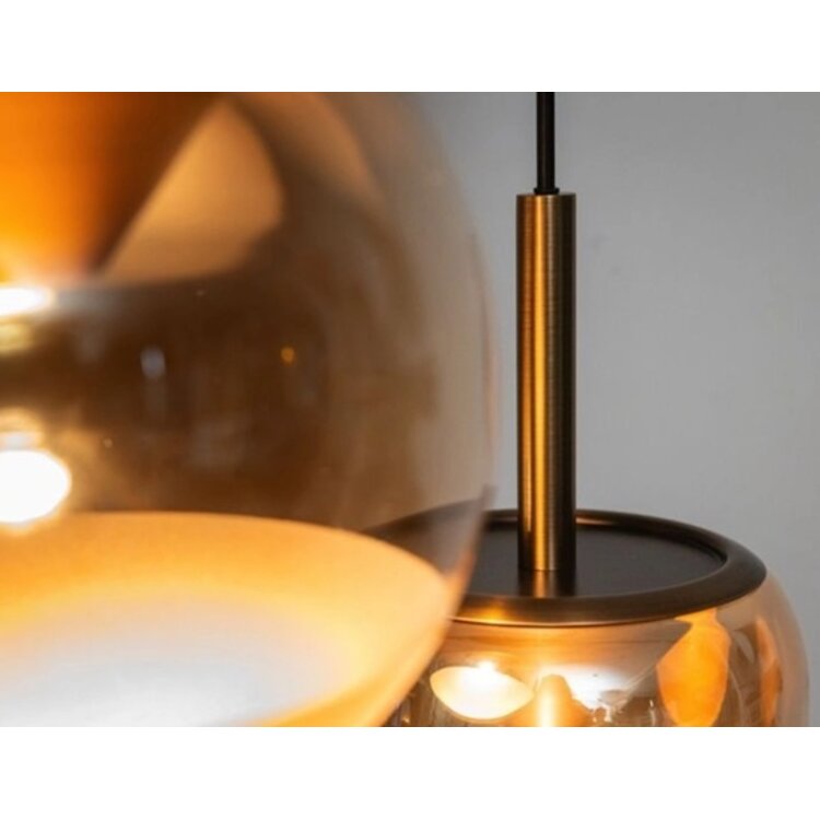 ETH Hanglamp Yvonne 7 Lichts Dimbaar 7x6.5W 138 x 57cm Zwart - Amber glas