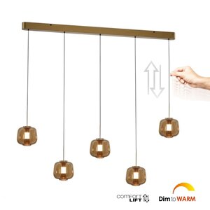 Hanglamp Rosa Rose-Goud - Amber incl. Comfortlift 5 Lichts